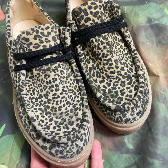 Hush Puppies Womens Sz 6.5 Bridget Animal print Leopard Suede Platform Sneakers - Picture 6 of 12